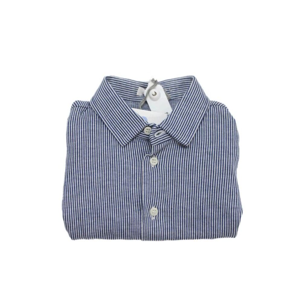 Il Gufo Unisex Kids Button Down Striped Print Shirt Blue Size 9 Months